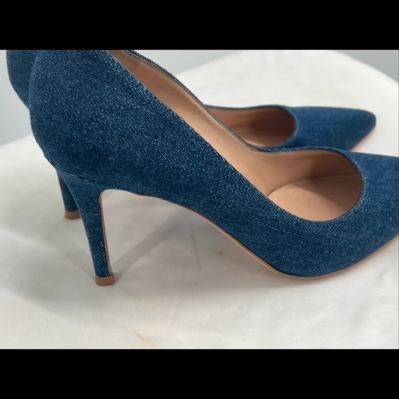GIANVITO ROSSI Women's High Stiletto Heels Pointed Toe "85" Blue Denim Pumps ~37 - Picture 11 of 16